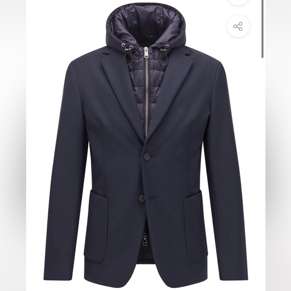 NWOT Hugo Boss Navy Down Filled SLIM-FIT JACKET WITH PADDED INNER BIB - Picture 11 of 14